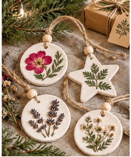 DIY Pressed Botanical Christmas Clay Ornaments - Alpine Apothecary