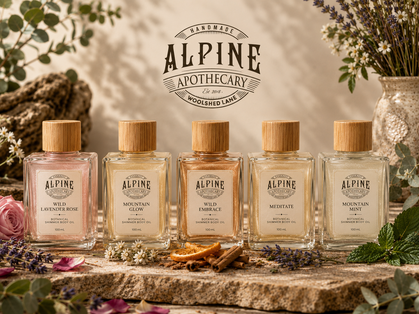 Alpine Apothecary Shimmer Body Oils range