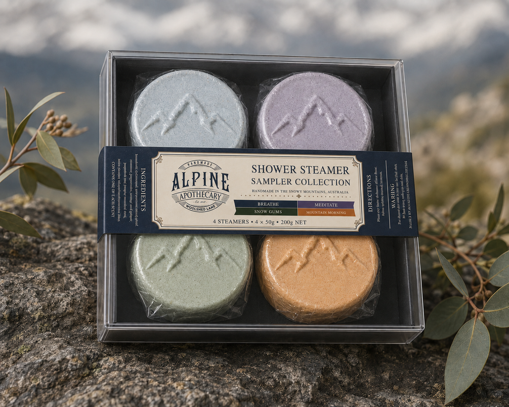 Alpine Apothecary four-scent shower steamer sampler box