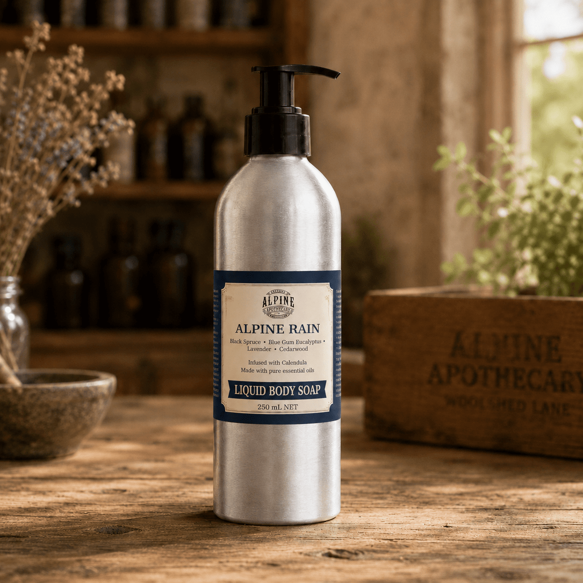 Alpine Rain Natural Liquid Body Soap - Alpine Apothecary