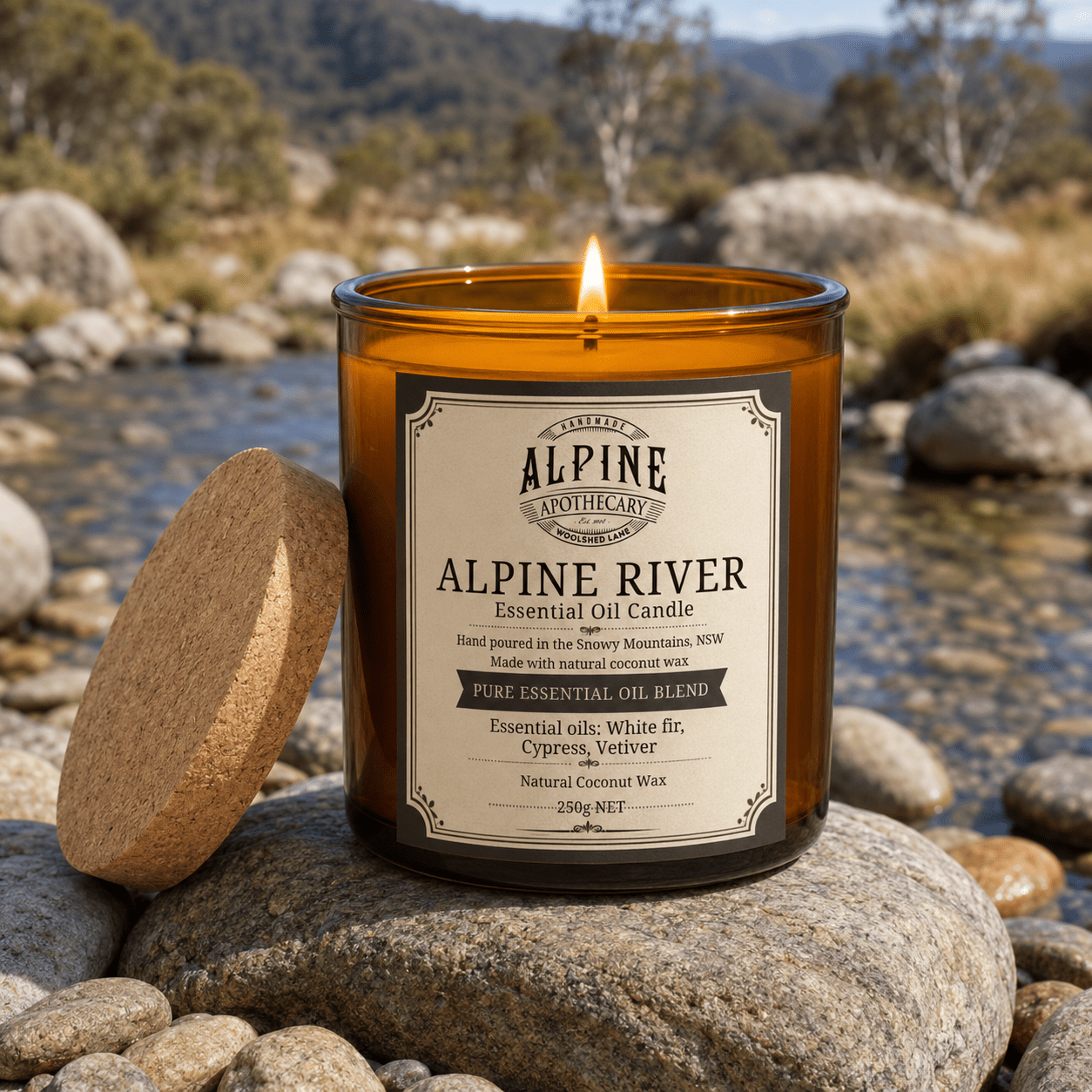 Alpine River Amber Jar Candle - Alpine Apothecary