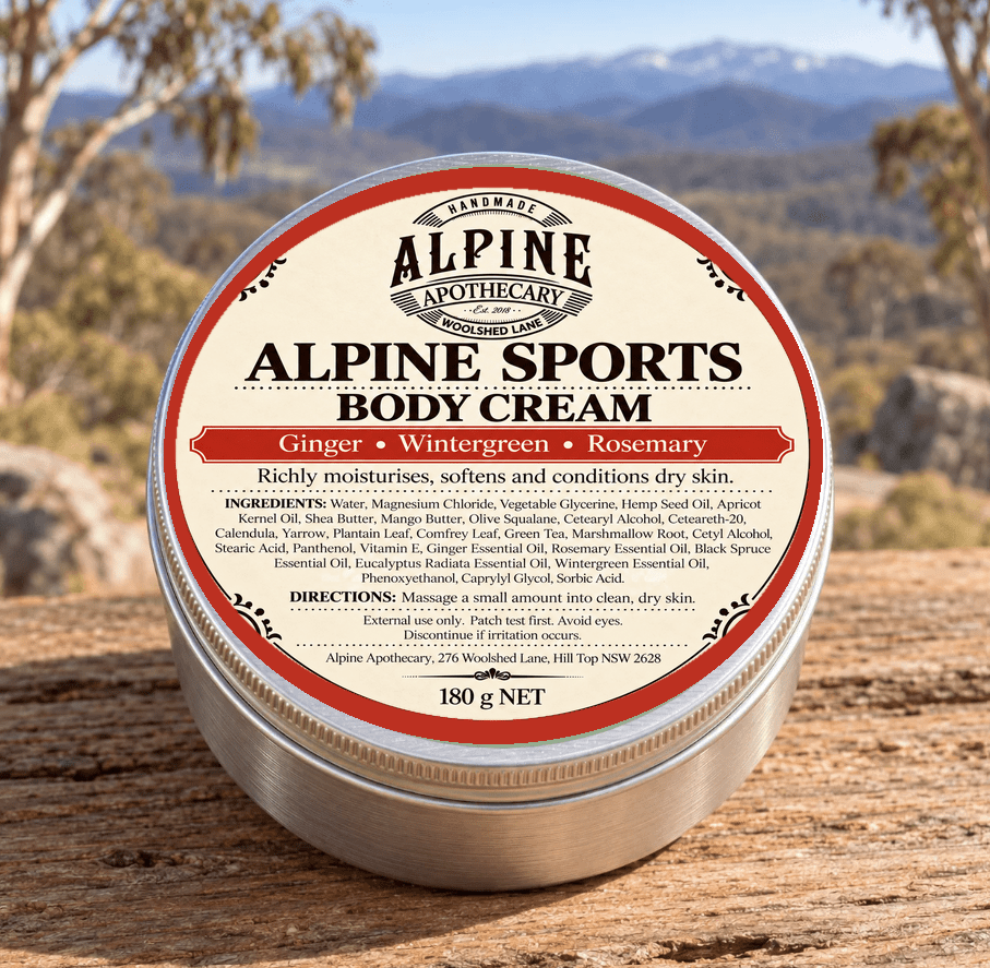 Alpine Sports Body Cream – Ginger, Wintergreen & Rosemary | 180 g - Alpine Apothecary