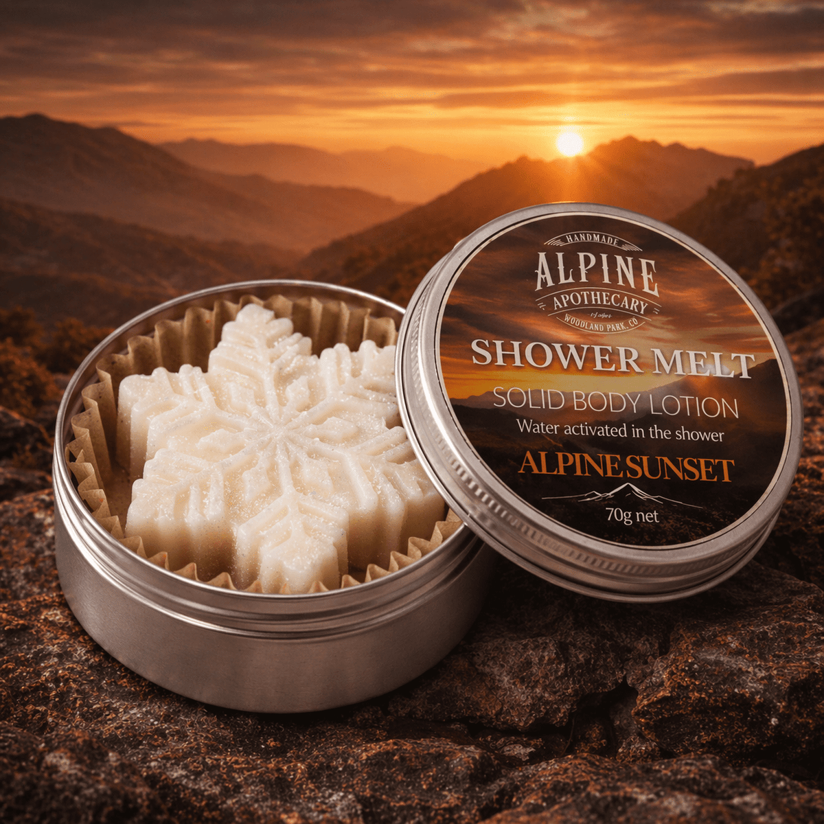 Alpine Sunset - WATER ACTIVATED BODY LOTION BAR - Shower Melt - Alpine Apothecary
