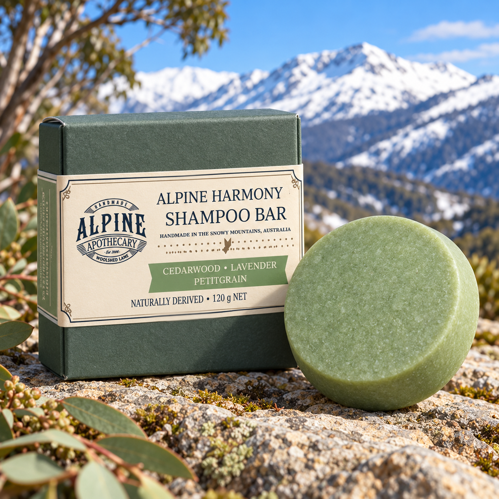 Alpine Harmony shampoo bar and box, two included in bundle