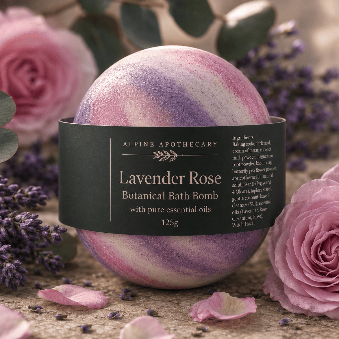 Wild Lavender Rose Bath Bomb - Alpine Apothecary