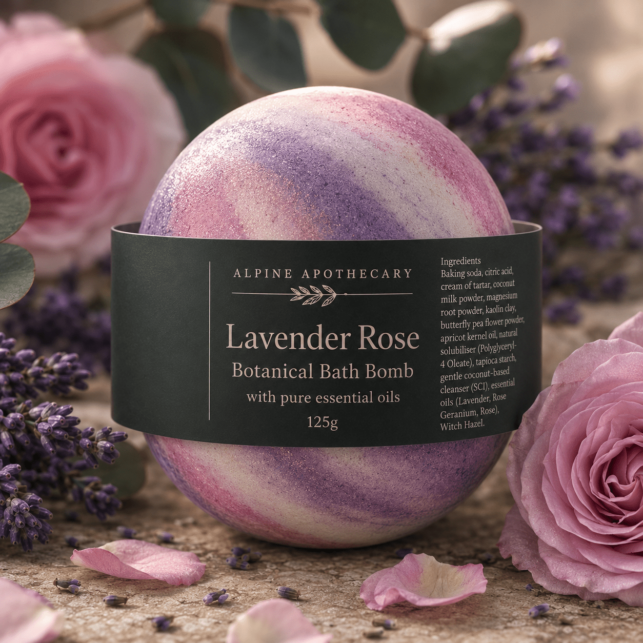 Wild Lavender Rose Bath Bomb - Alpine Apothecary