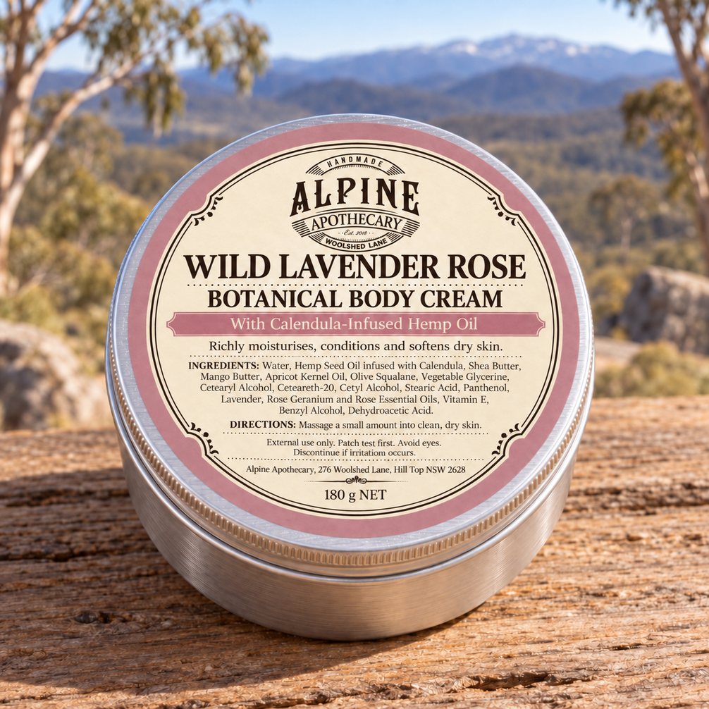 Wild Lavender Rose Botanical Body Cream in a 180 g aluminium tin