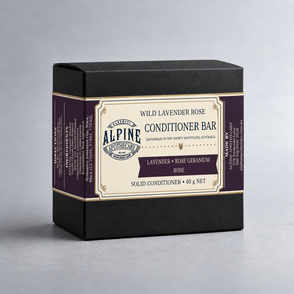 Wild Lavender Rose Conditioner Bar in labelled box