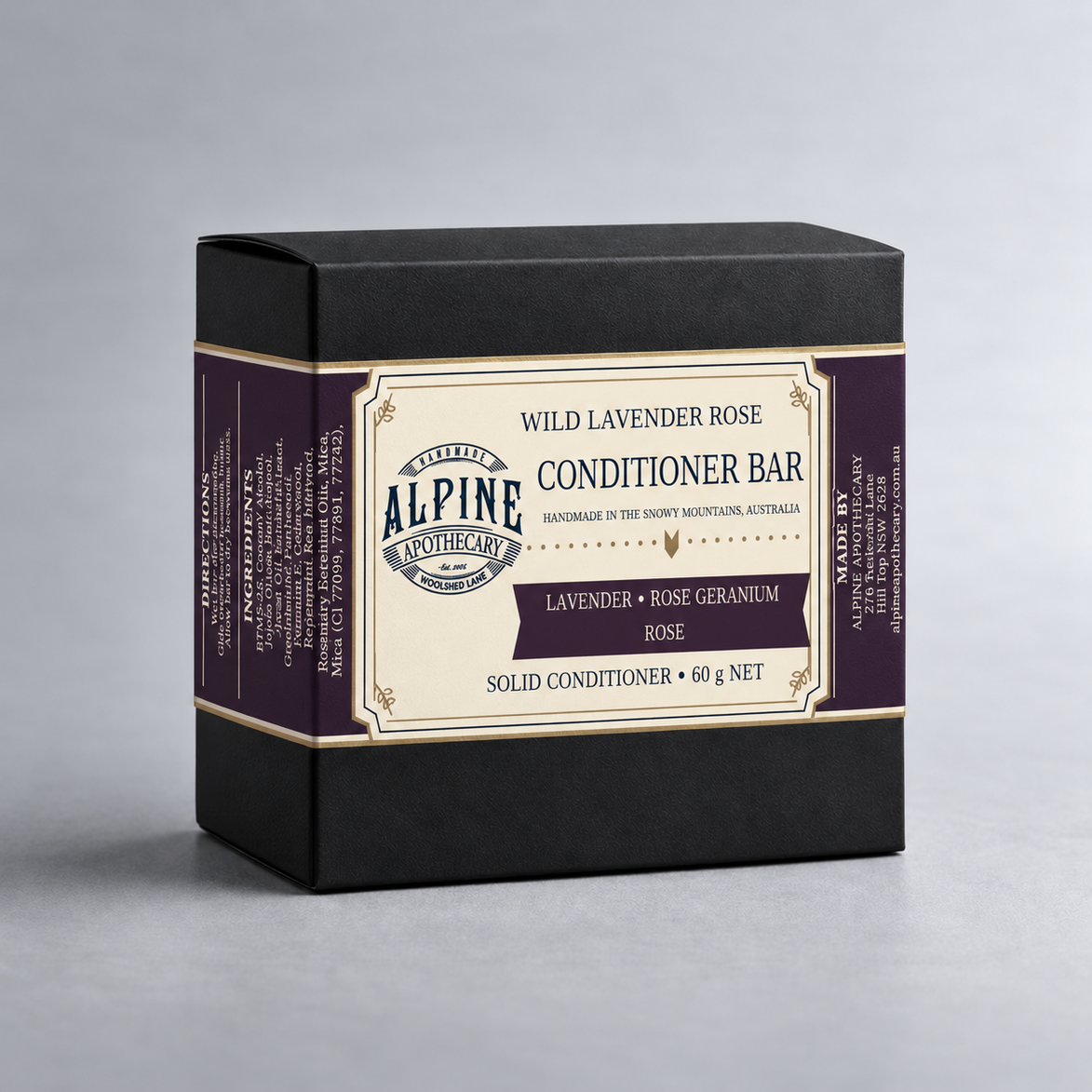 Wild Lavender Rose Conditioner Bar in labelled box