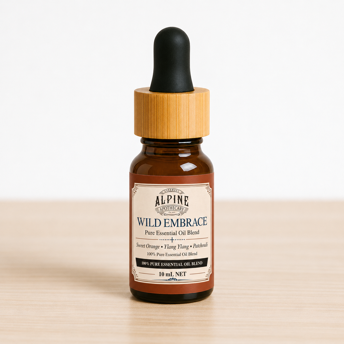 Wild Embrace 10 mL essential oil blend in amber bottle, Alpine Apothecary