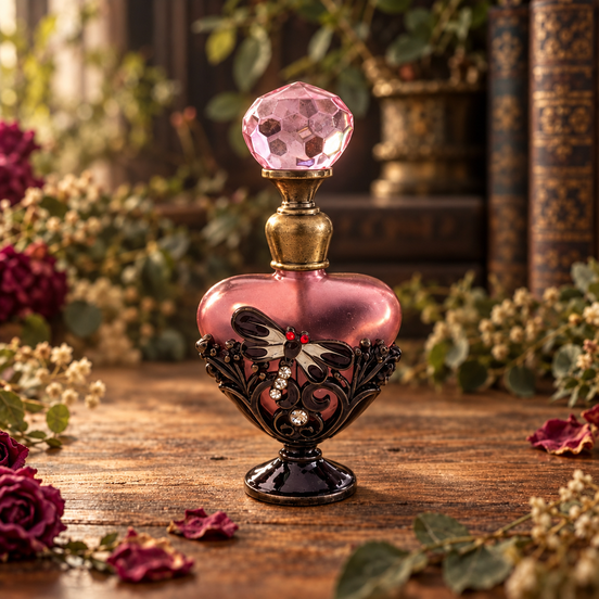 Wildheart Potion natural perfume oil in an ornate pink bottle